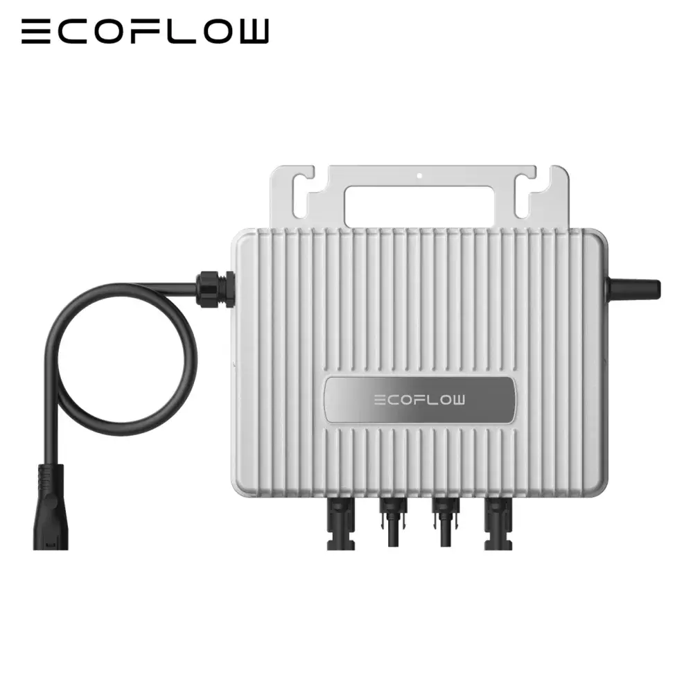 EcoFlow PowerStream microinverter with AC cable and solar connectors